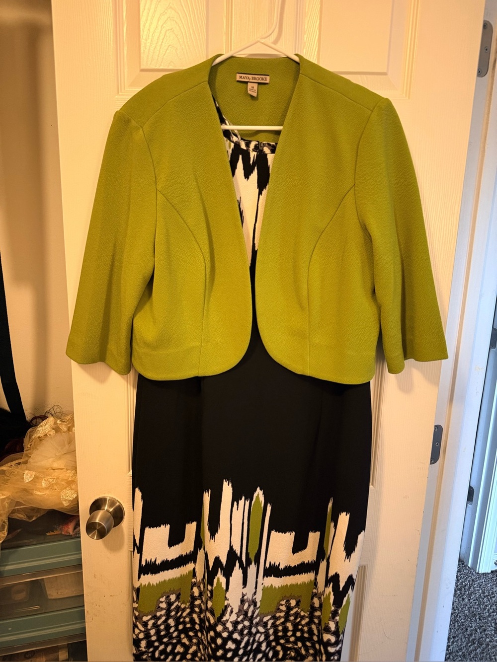 Maya Brooke Kasper Lime Dress